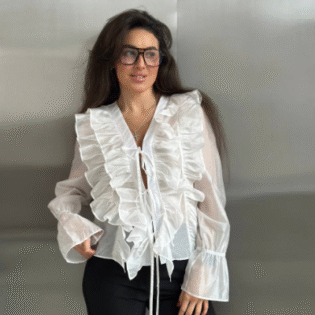 БЛУЗА З ТЕНСЕЛА З ВОЛАНАМИ